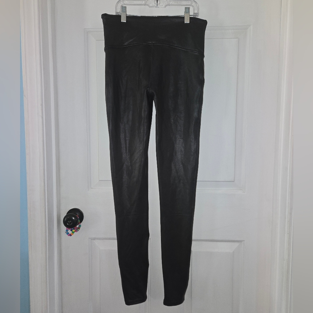 Spanx Black High-Waisted Black Faux Leather Leggings - Picture 4 of 9